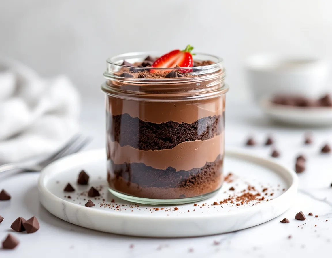 Bolo de pote de chocolate com camadas de recheio